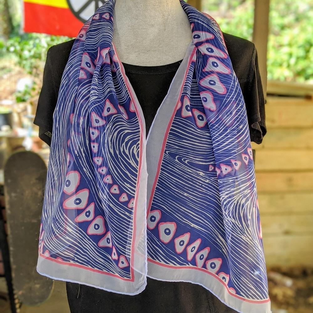 Blue And Pink Pretty Silky Sheer  Scarf